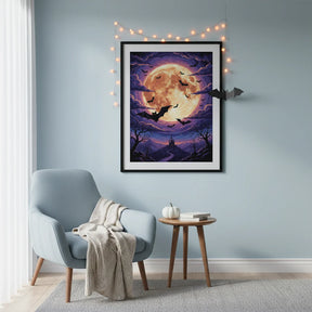 Diamond Painting - Vleermuizen boven de volle maan