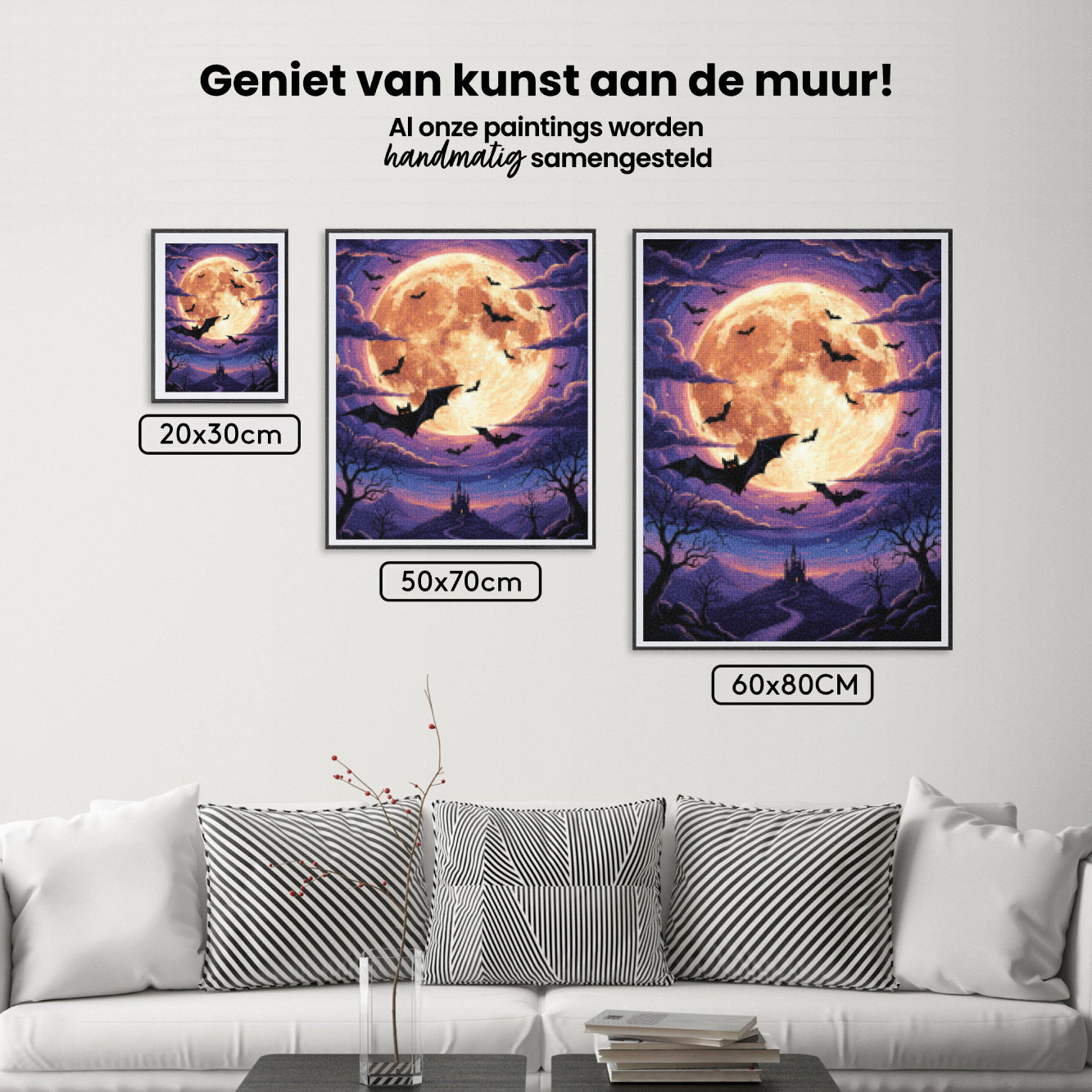 Diamond Painting - Vleermuizen boven de volle maan