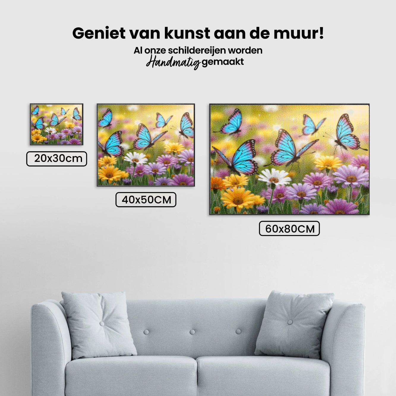 Diamond Painting - Vlinders met glittervleugels op bloemen