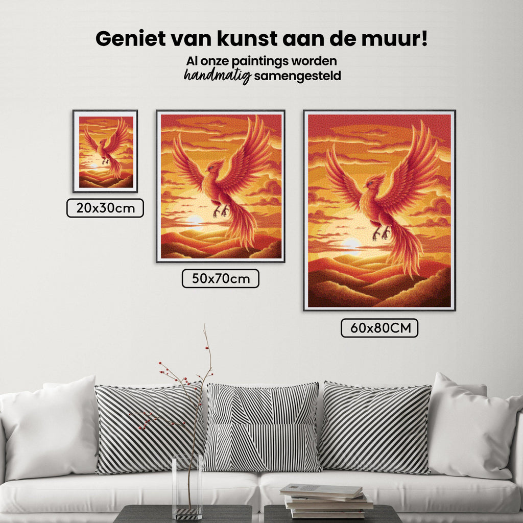 Diamond Painting - Vurige feniks in vlucht