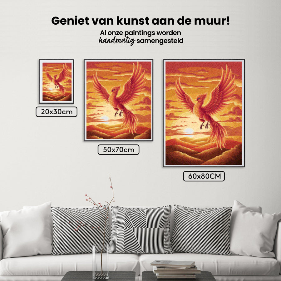 Diamond Painting - Vurige feniks in vlucht