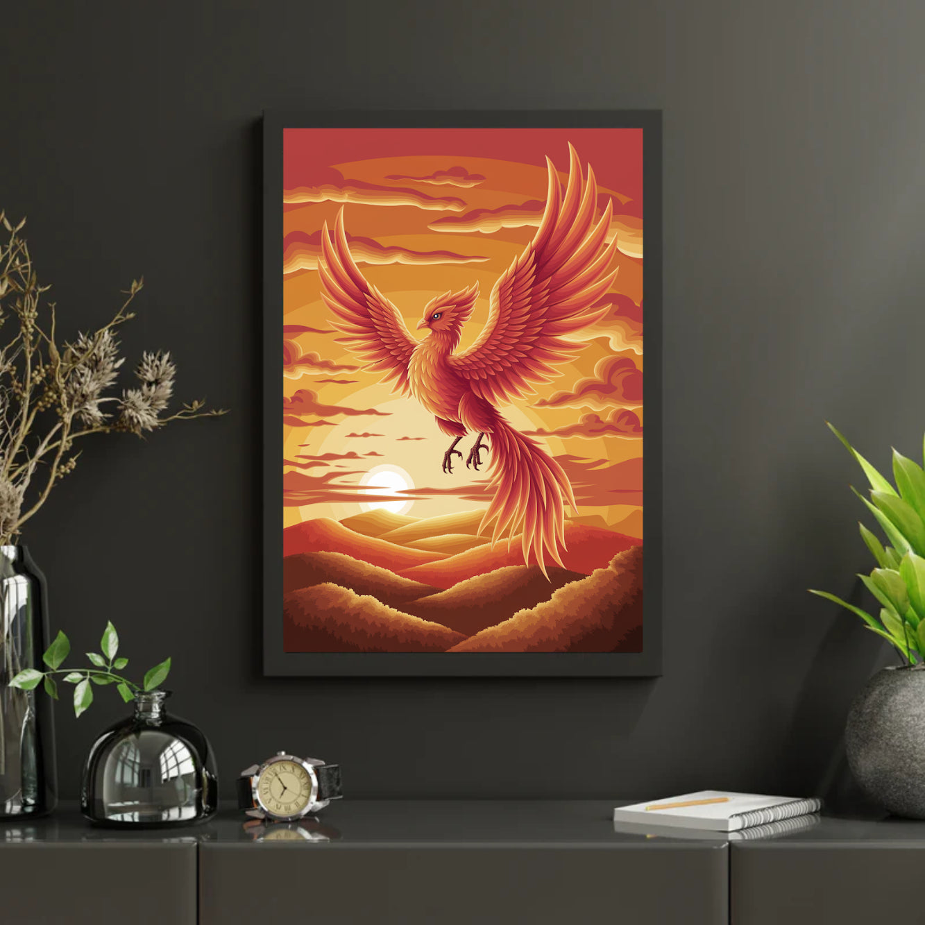 Diamond Painting - Vurige feniks in vlucht