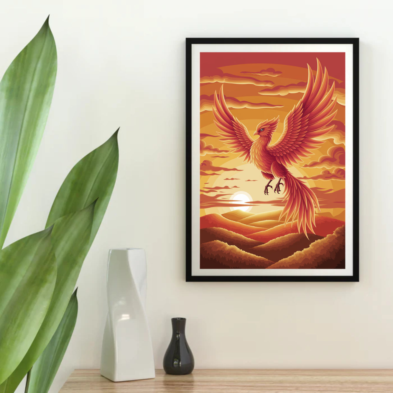 Diamond Painting - Vurige feniks in vlucht
