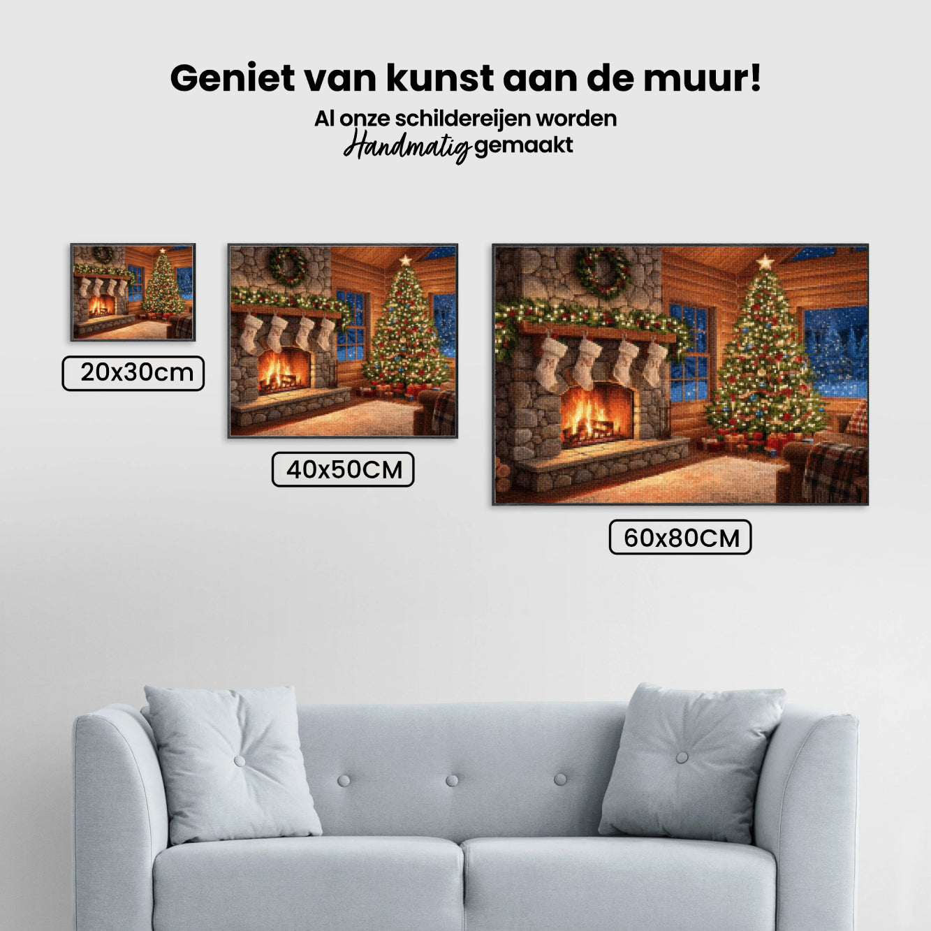 Diamond Painting - Warme haard en kerstverlichting