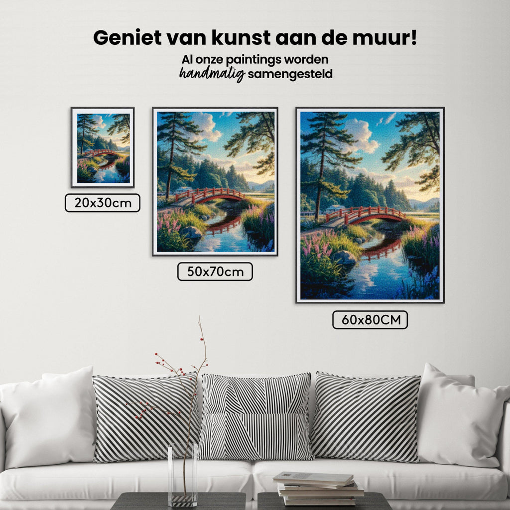 Diamond Painting - Winden over de rode brug