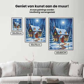 Diamond Painting - Winterhuisje met kerstkransen
