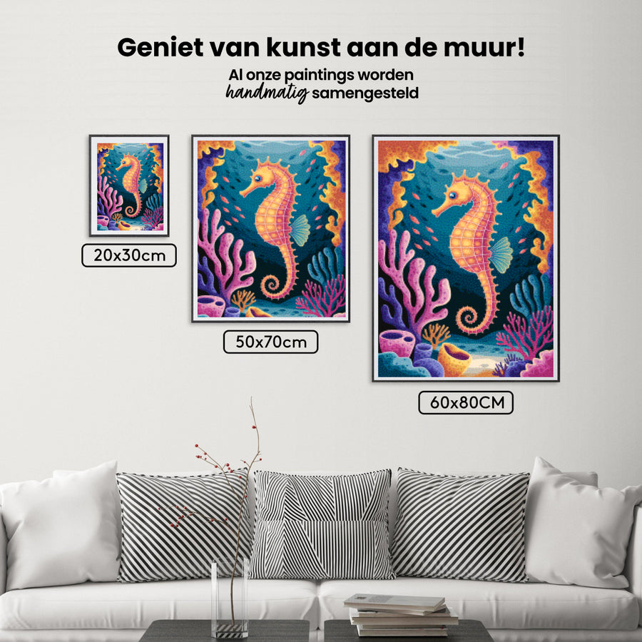 Diamond Painting - Zeepaardje in een kleurrijk koraalrif