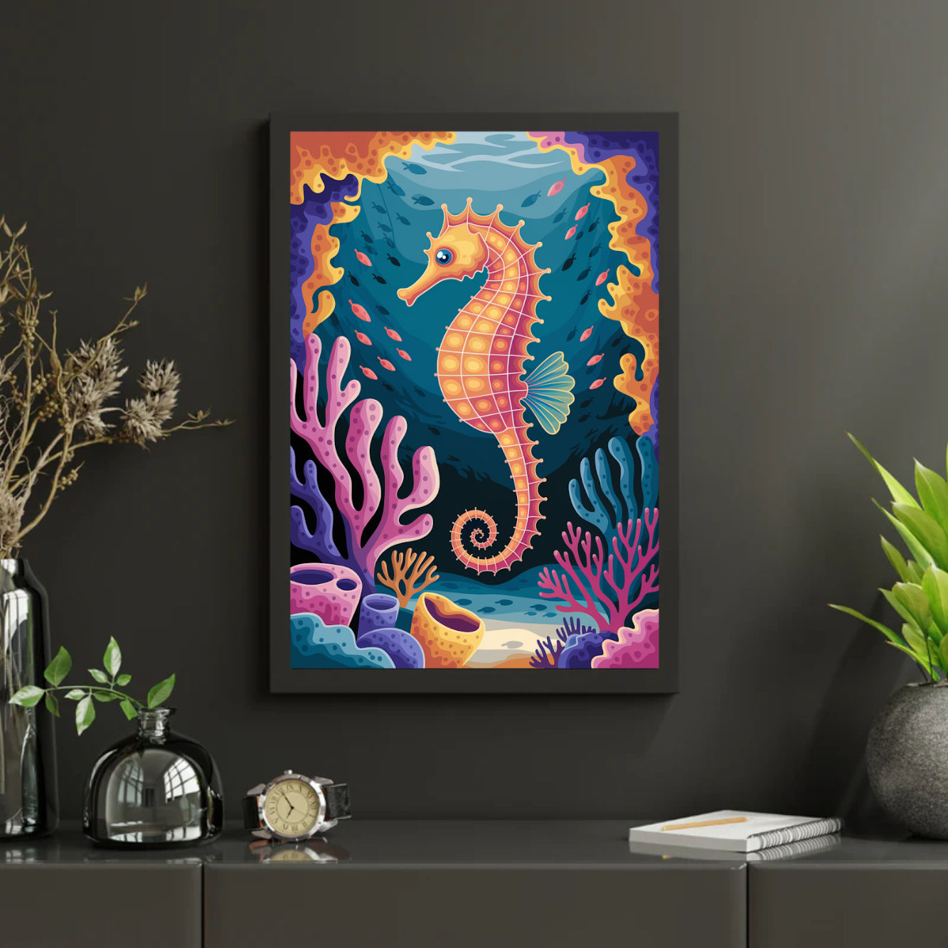 Diamond Painting - Zeepaardje in een kleurrijk koraalrif