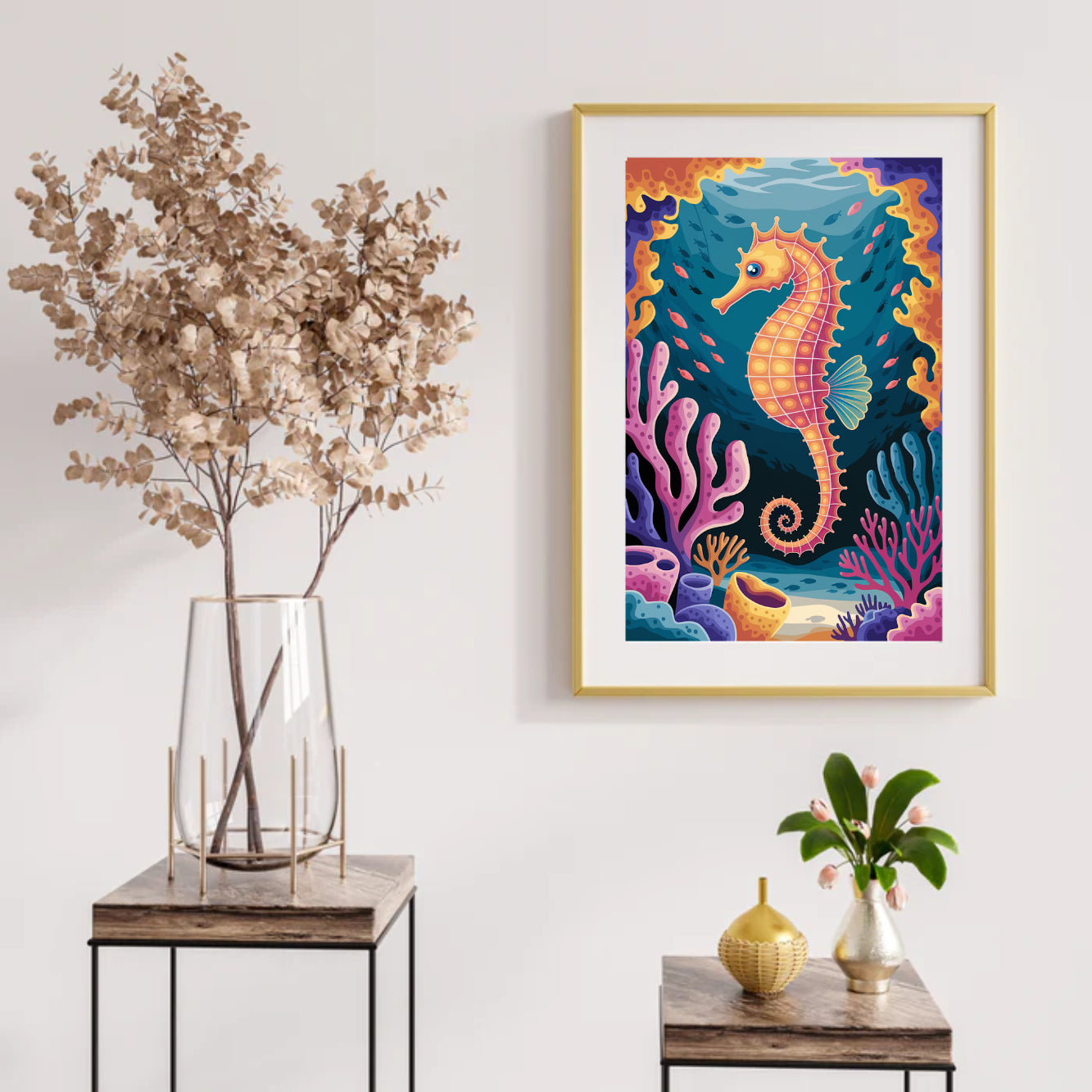 Diamond Painting - Zeepaardje in een kleurrijk koraalrif