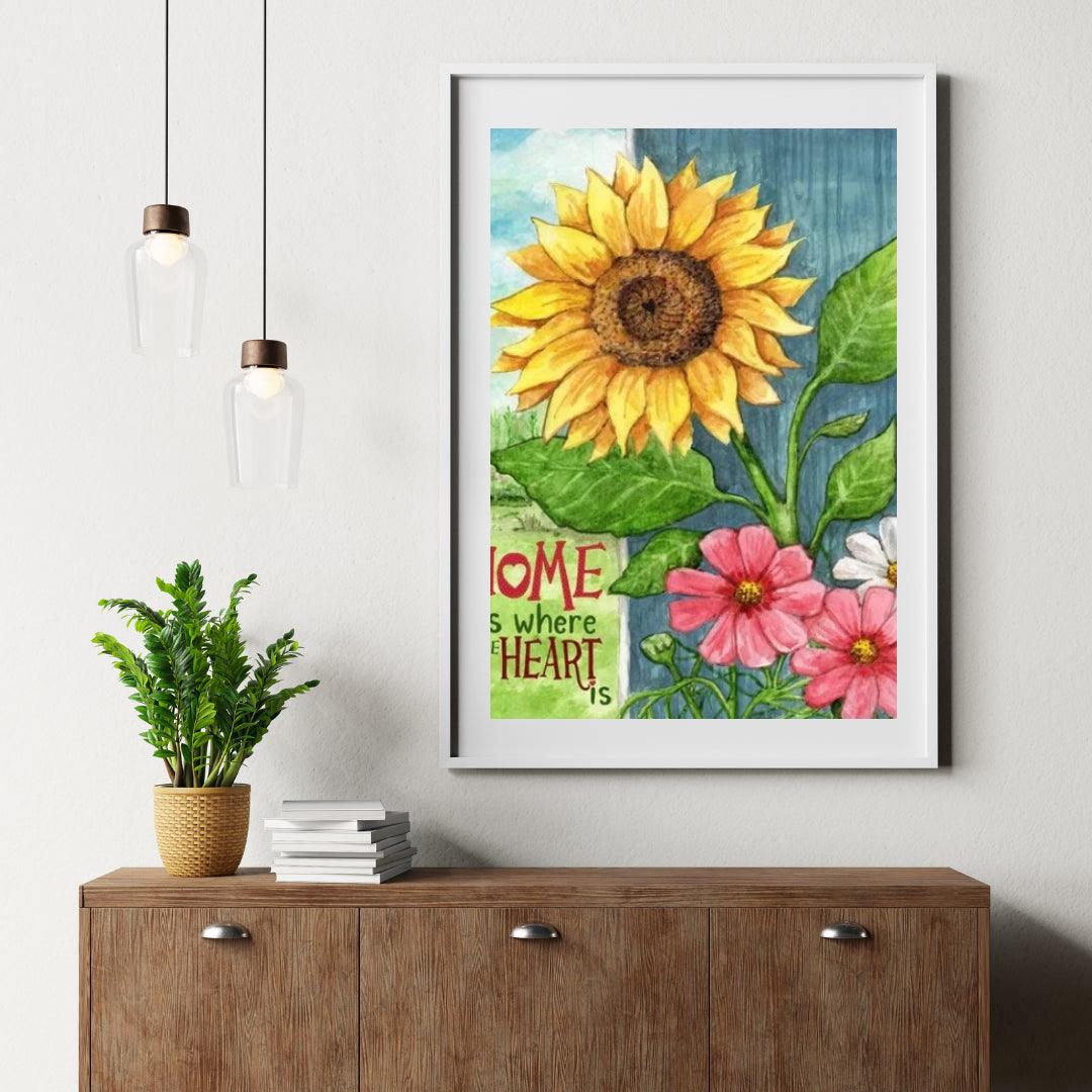 Diamond Painting - Zonnebloem Thuis Hart - SEOS Shop ®