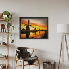Diamond Painting - Zonsondergang bij de molens van Kinderdijk