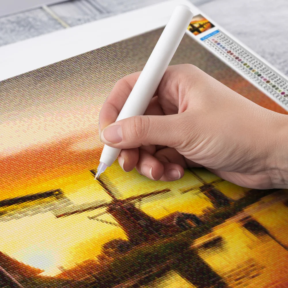 Diamond Painting - Zonsondergang bij de molens van Kinderdijk
