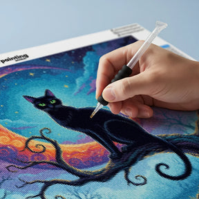 Diamond Painting - Zwarte kat bij maanlicht