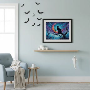 Diamond Painting - Zwarte kat bij maanlicht