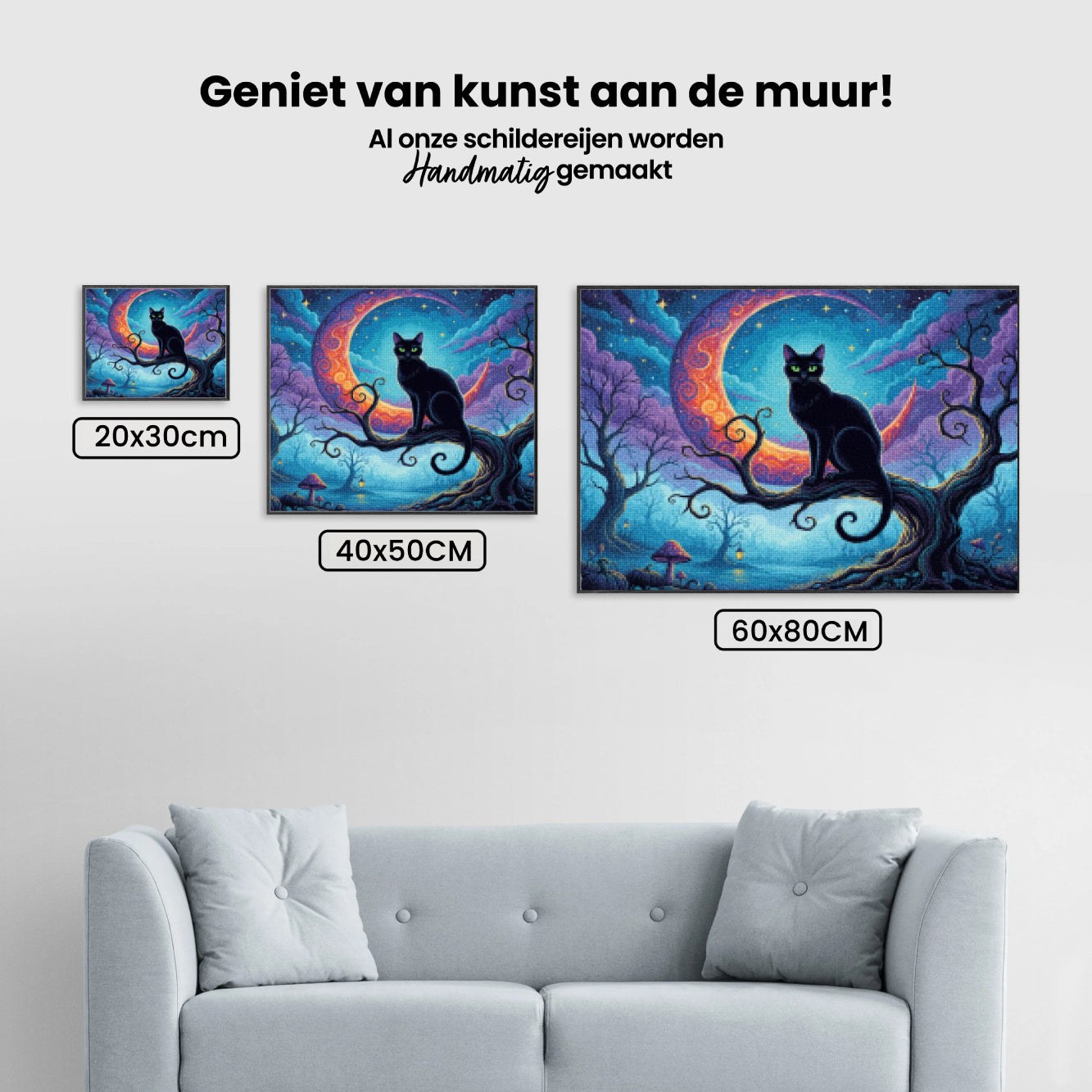 Diamond Painting - Zwarte kat bij maanlicht