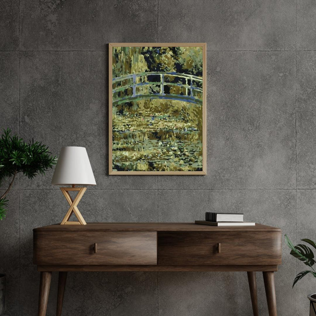 Diamond Painting Brug over een vijver met waterlelies - SEOS Shop ®