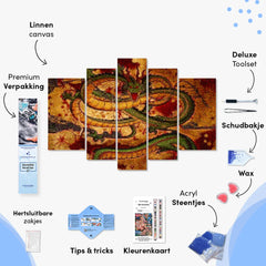 Diamond Painting Chinese groene draak 5 luik - SEOS Shop ®