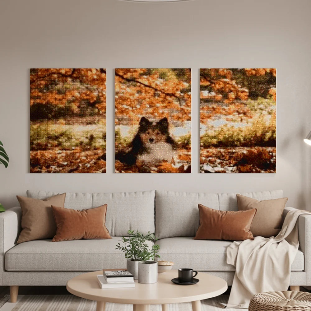 Diamond Painting Hond in het bos 3 luik - SEOS Shop ®