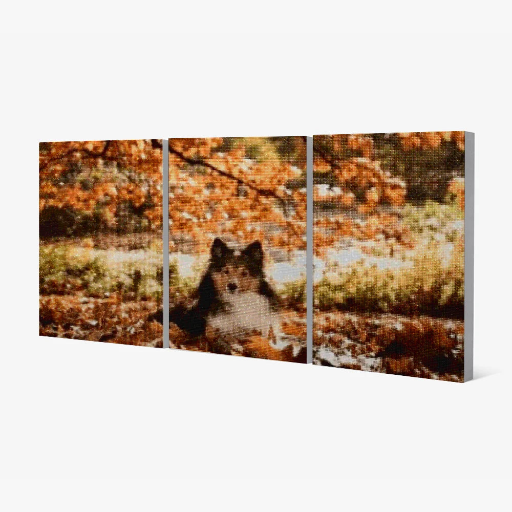 Diamond Painting Hond in het bos 3 luik - SEOS Shop ®