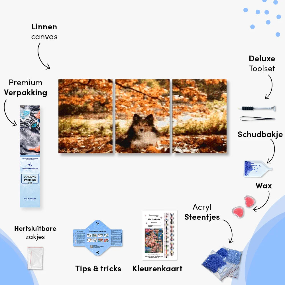 Diamond Painting Hond in het bos 3 luik - SEOS Shop ®