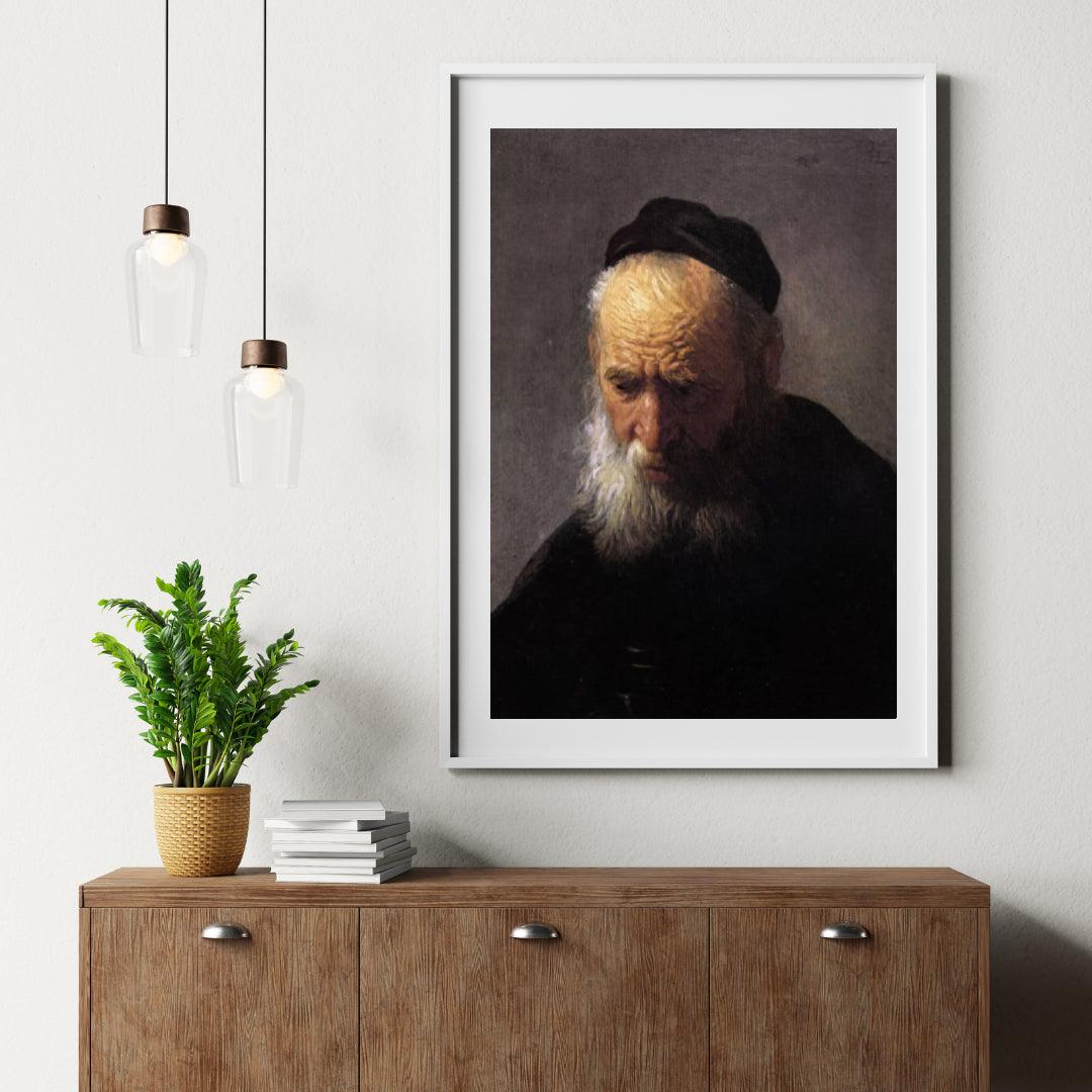 Diamond Painting Hoofd van een oude man met pet, door Rembrandt - SEOS Shop
