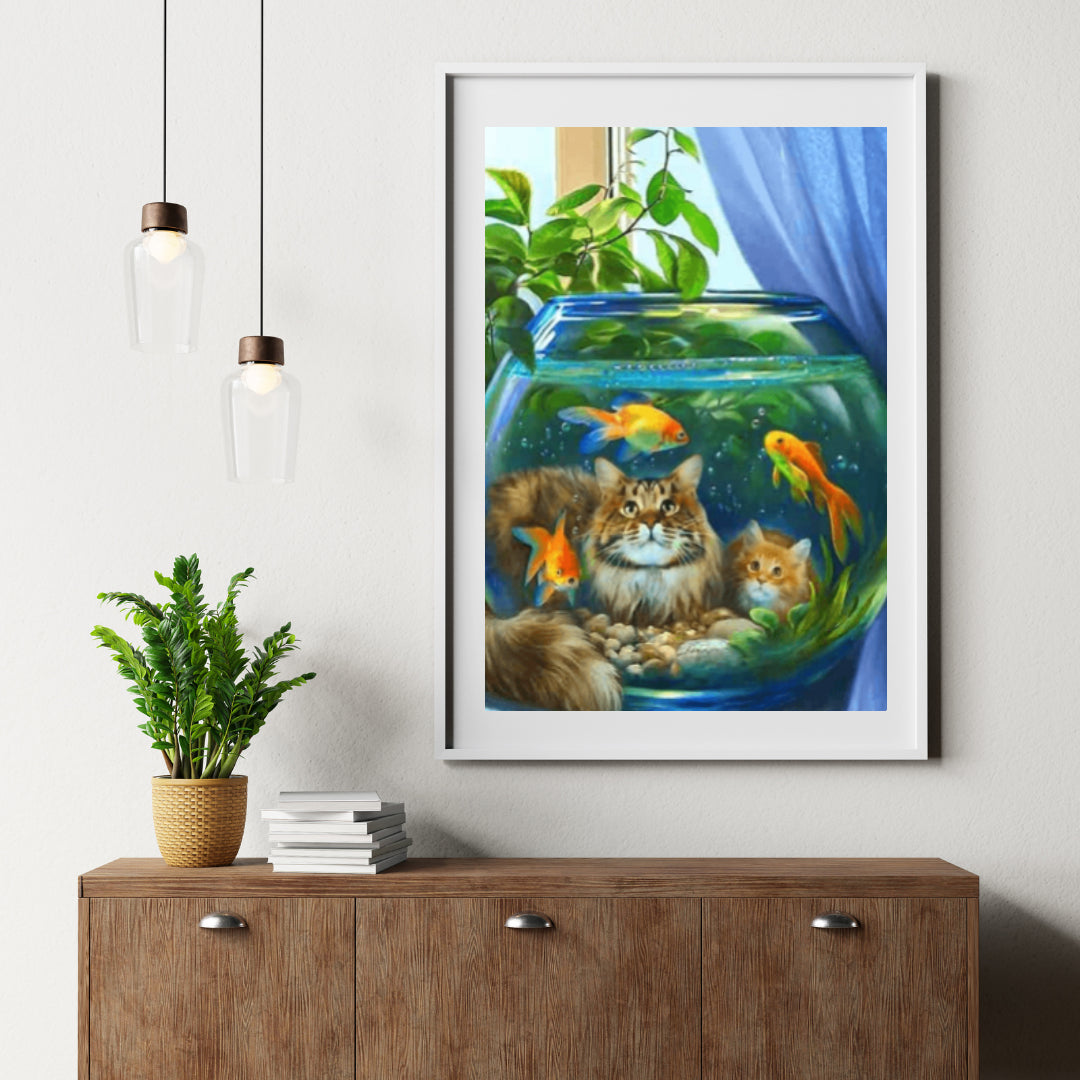 Diamond Painting Kat Met Vis - SEOS Shop ®