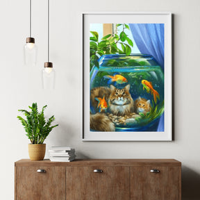 Diamond Painting Kat Met Vis - SEOS Shop ®