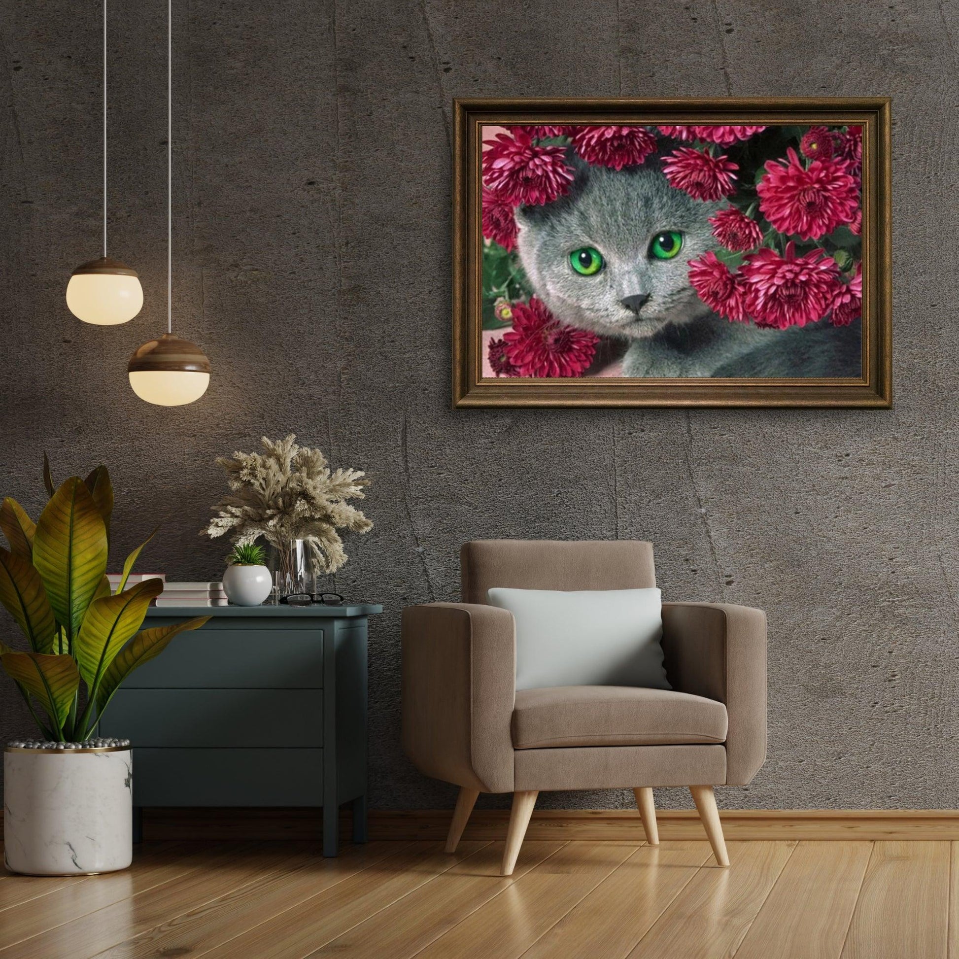 Diamond Painting Kat met bloemen - SEOS Shop ®