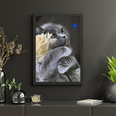 Diamond Painting Kat met witte roos - SEOS Shop ®