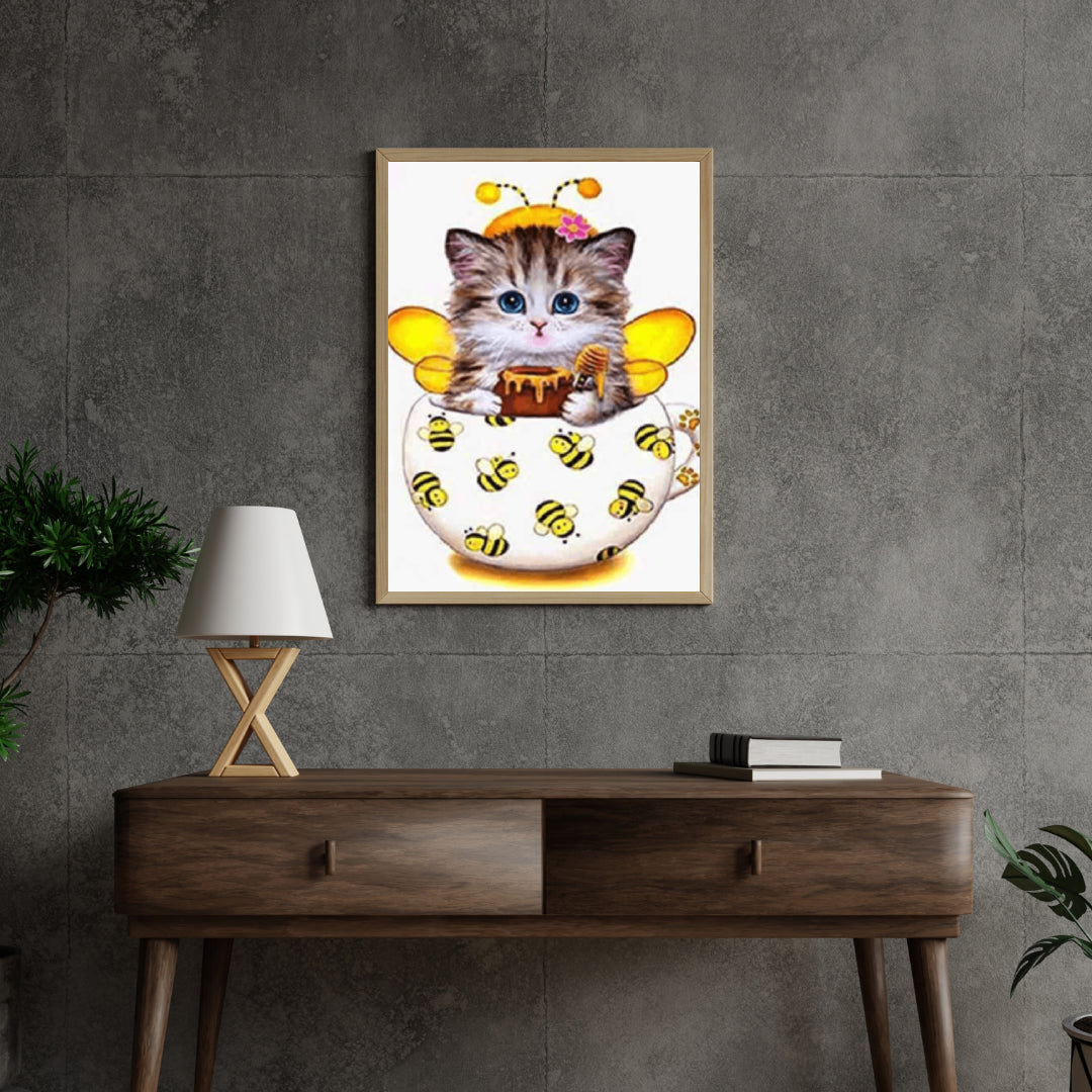Diamond Painting Kitten met bijen beker - SEOS Shop ®