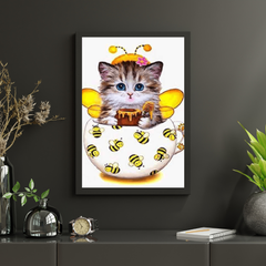 Diamond Painting Kitten met bijen beker - SEOS Shop ®