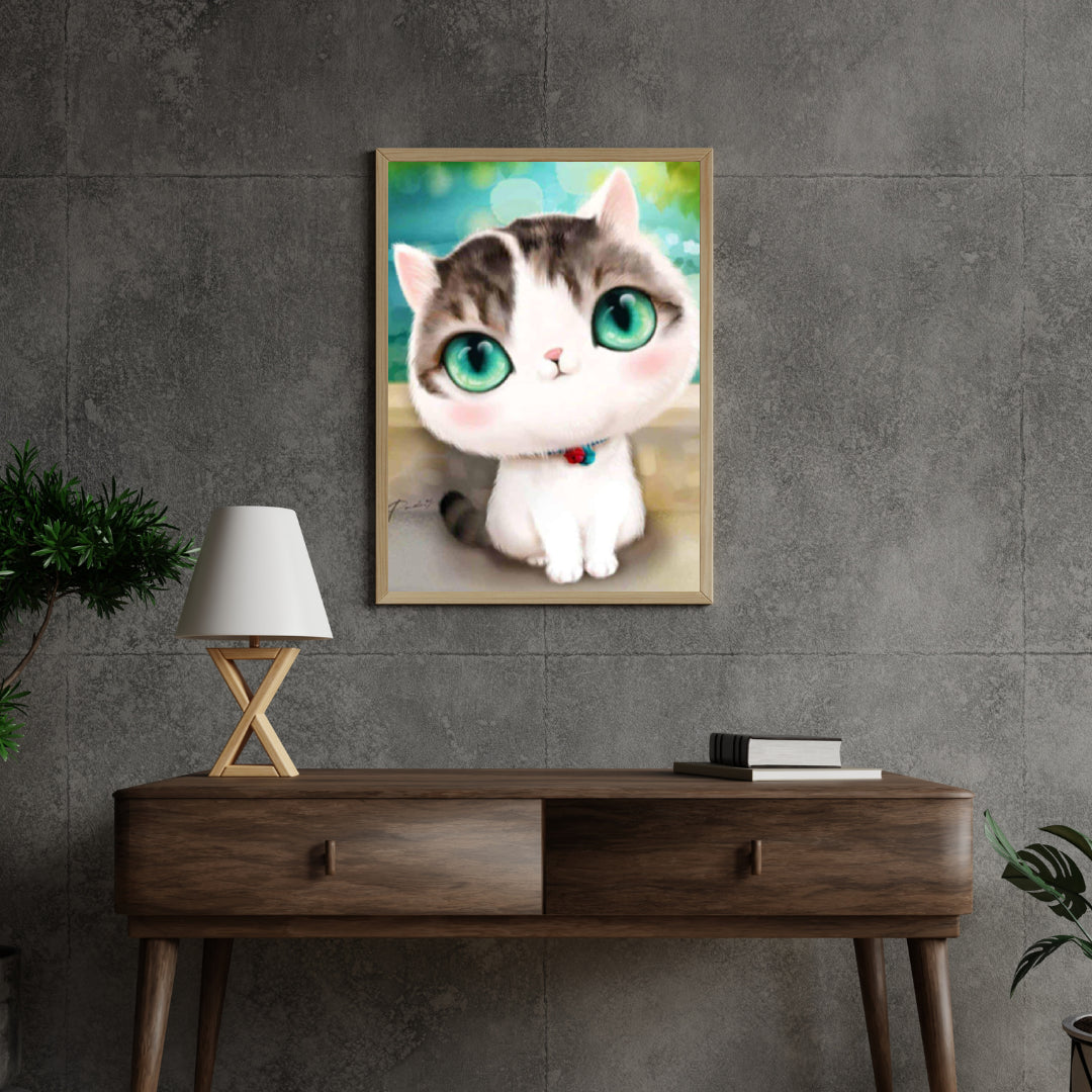 Diamond Painting Kitten met grote turquoise ogen - SEOS Shop ®