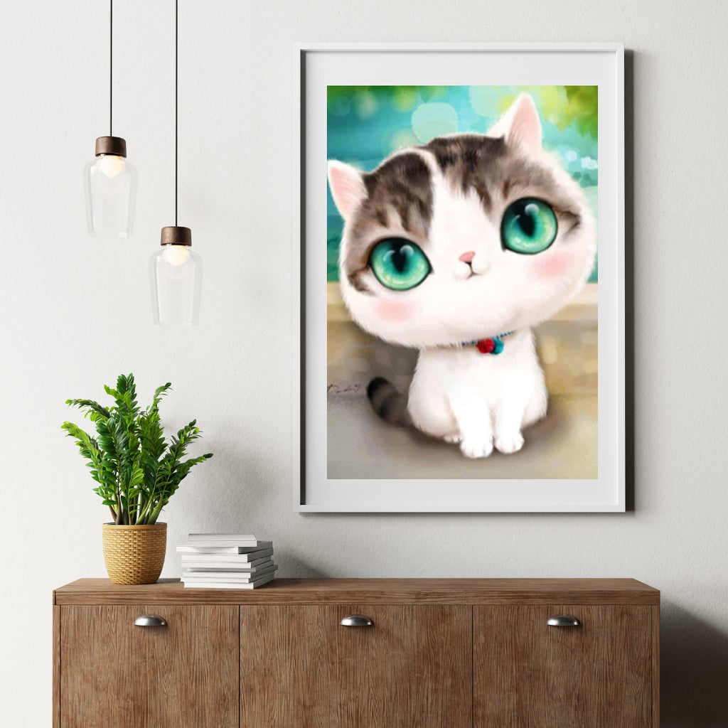 Diamond Painting Kitten met grote turquoise ogen - SEOS Shop ®