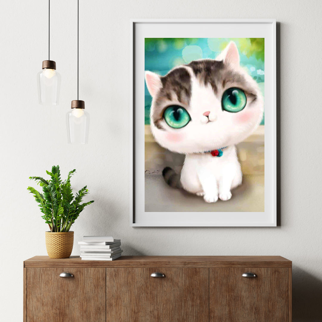 Diamond Painting Kitten met grote turquoise ogen - SEOS Shop ®