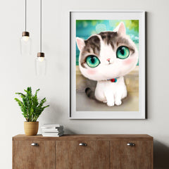 Diamond Painting Kitten met grote turquoise ogen - SEOS Shop ®