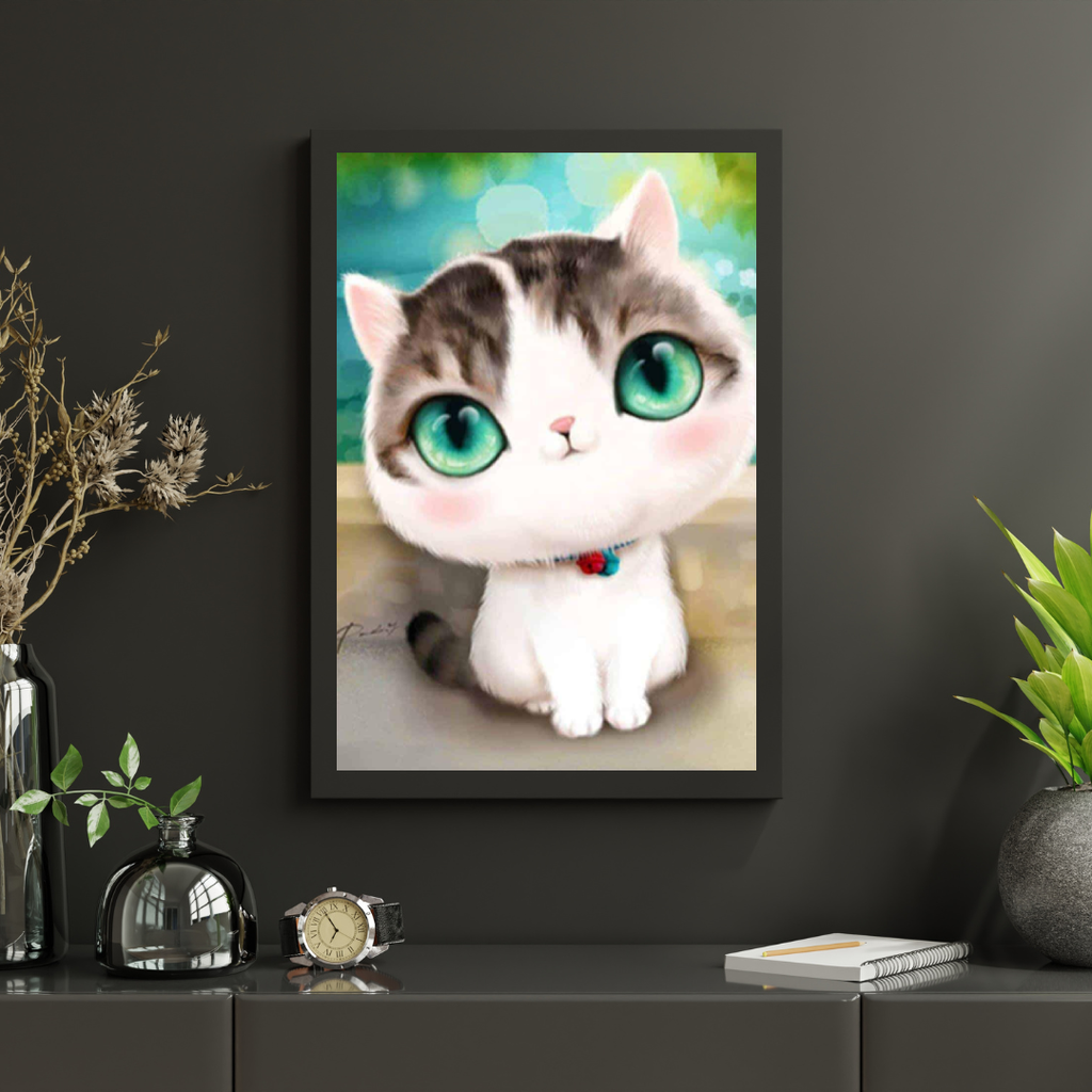 Diamond Painting Kitten met grote turquoise ogen - SEOS Shop ®