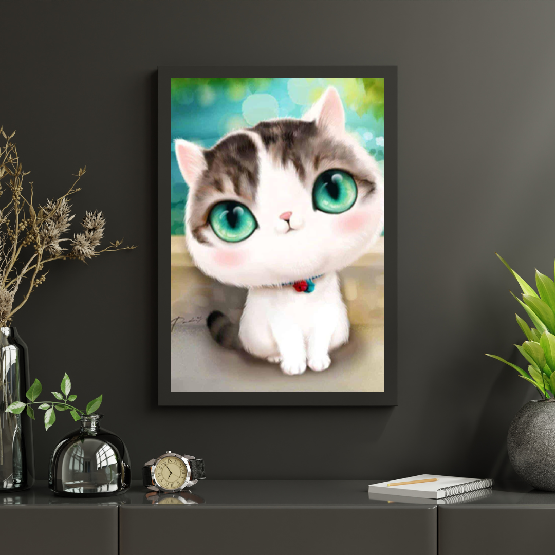 Diamond Painting Kitten met grote turquoise ogen - SEOS Shop ®