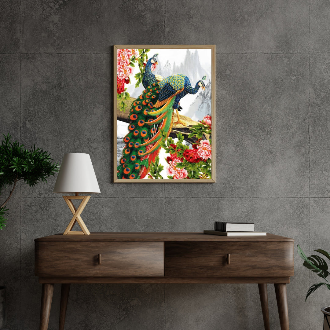 Diamond Painting Mooie pauw met bloem - SEOS Shop ®