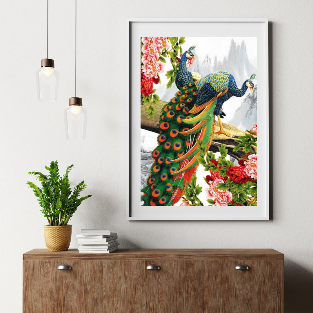 Diamond Painting Mooie pauw met bloem - SEOS Shop ®