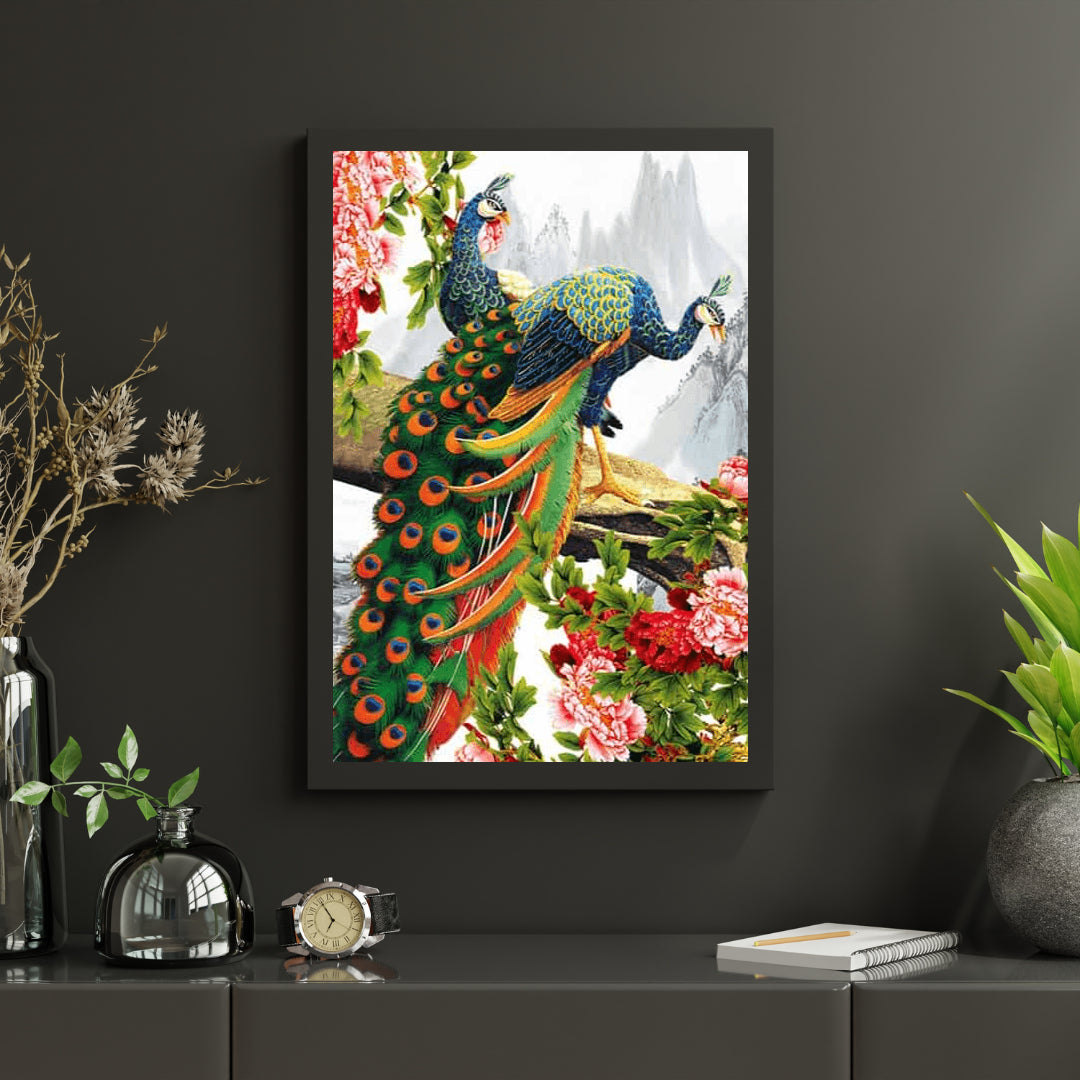 Diamond Painting Mooie pauw met bloem - SEOS Shop ®