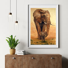 Diamond Painting Olifant met Kalfje op de Savanne - SEOS Shop ®