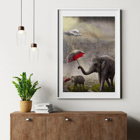 Diamond Painting Olifant met rode Paraplu - SEOS Shop ®