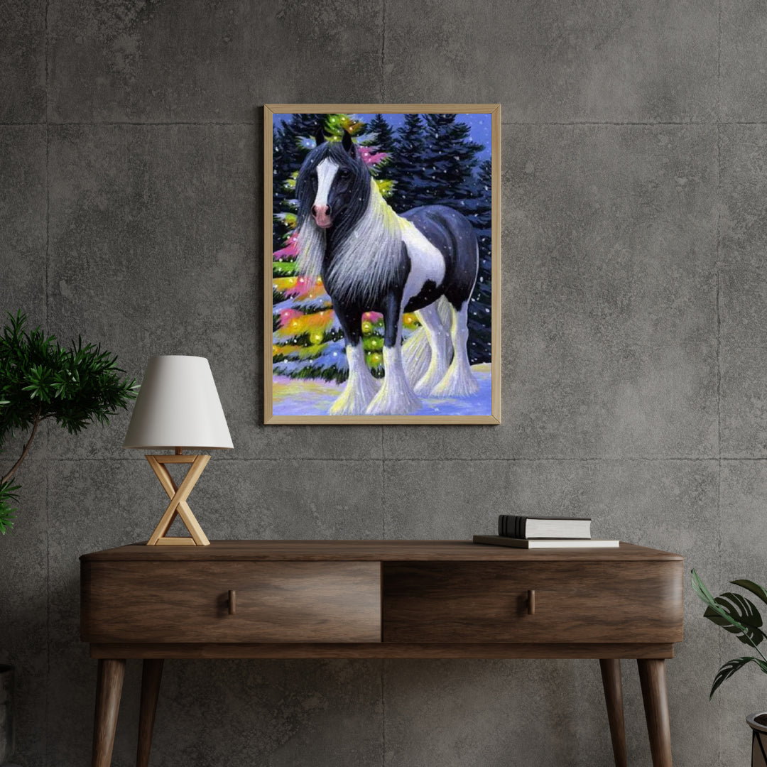 Diamond Painting Paard in de Sneeuw – detailbeeld 3