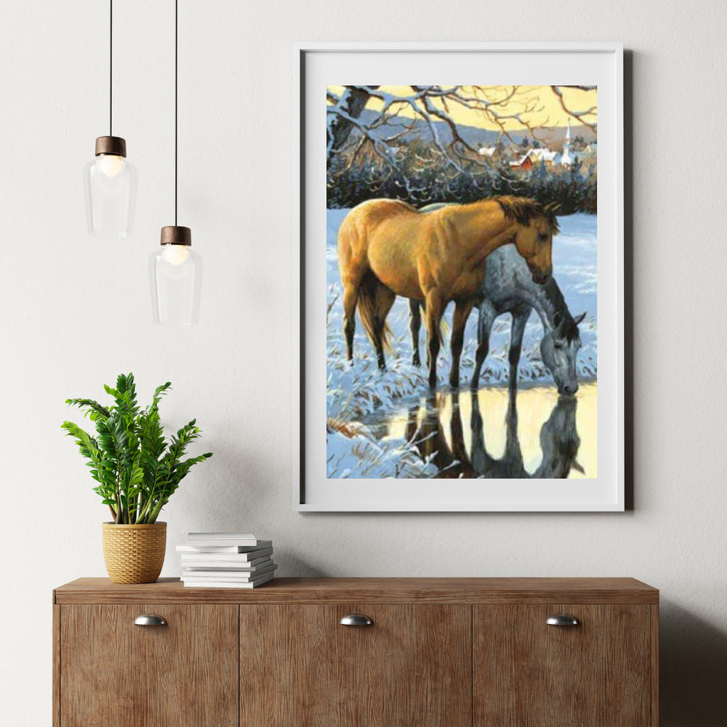 Diamond Painting Paarden drinken water - SEOS Shop ®