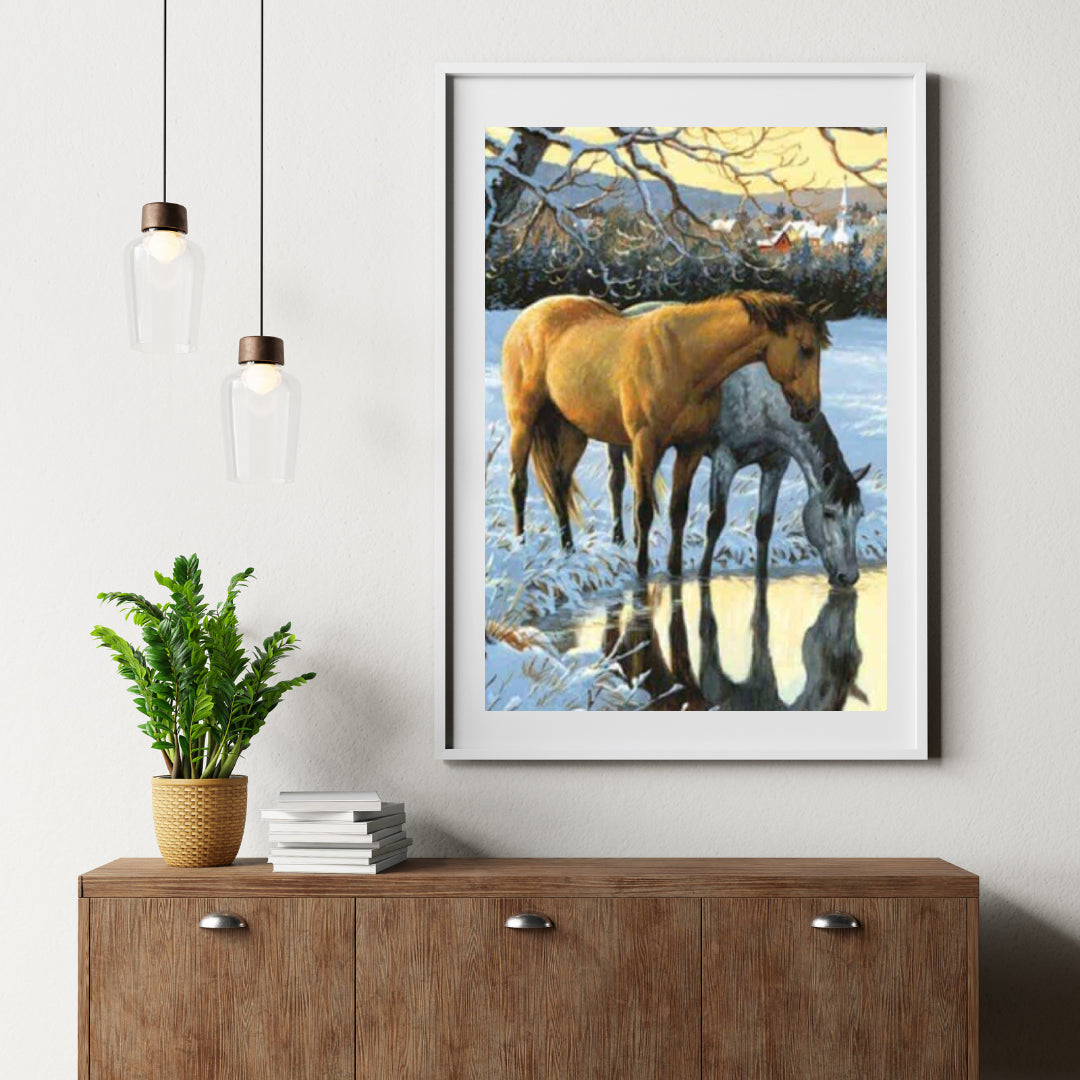 Diamond Painting Paarden drinken water - SEOS Shop ®