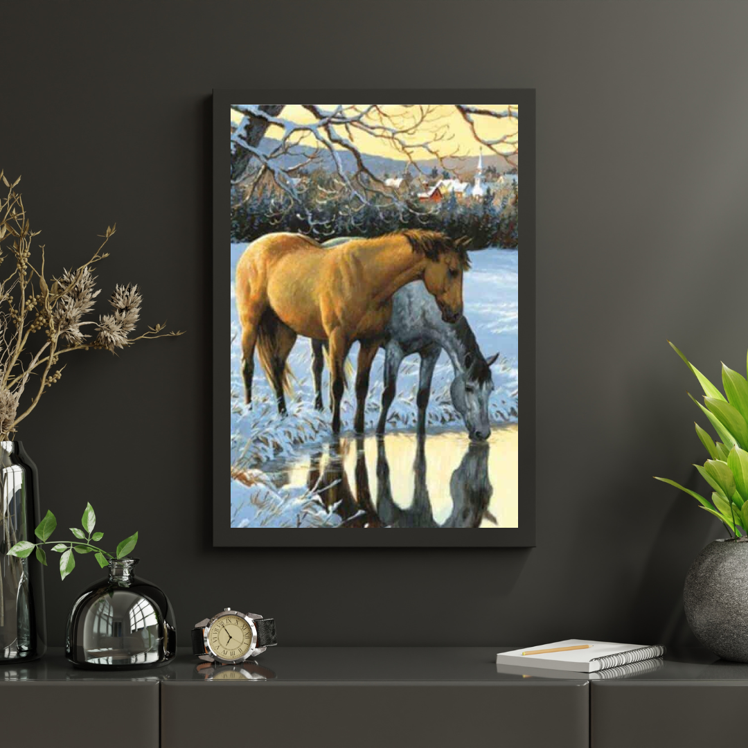 Diamond Painting Paarden drinken water - SEOS Shop ®