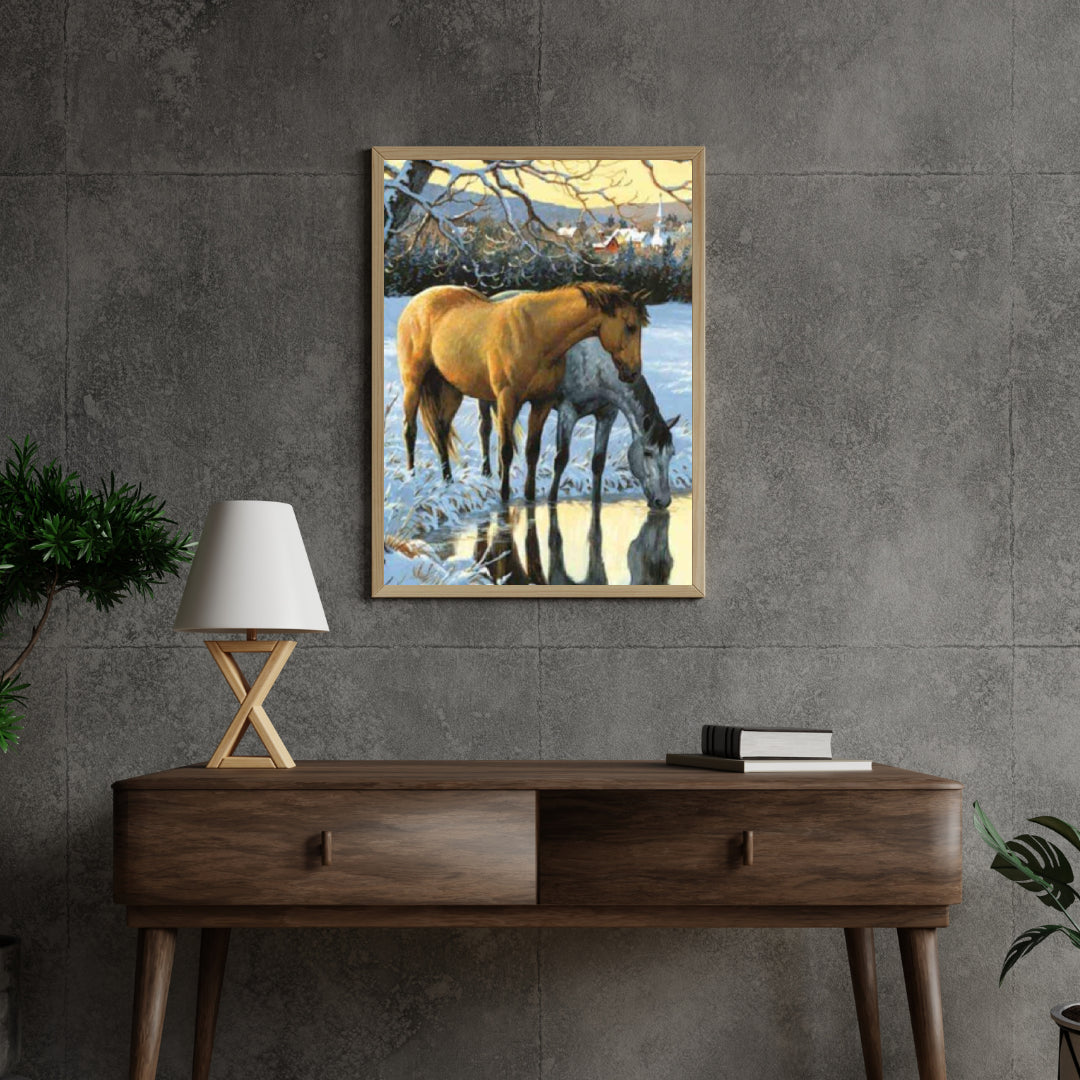 Diamond Painting Paarden drinken water - SEOS Shop ®