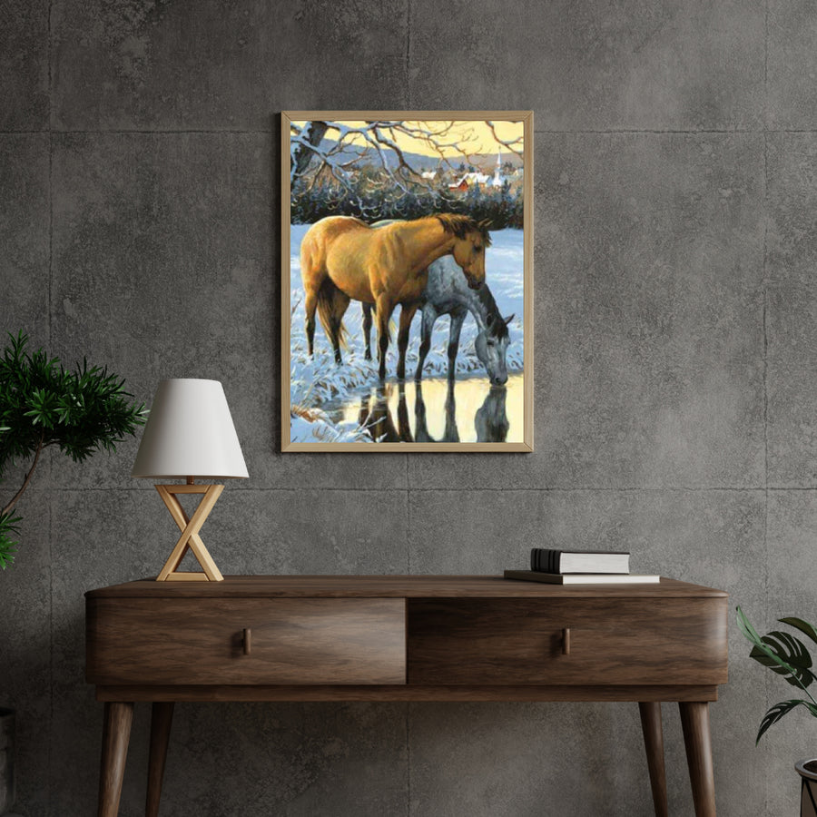 Diamond Painting Paarden drinken water - SEOS Shop ®