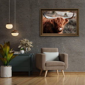 Diamond Painting Schotse hooglander - Nieuwsgierige Schotse hooglander in de heuvels - SEOS Shop ®