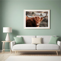 Diamond Painting Schotse hooglander - Nieuwsgierige Schotse hooglander in de heuvels - SEOS Shop ®